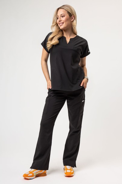 Women's Maevn Momentum scrubs set (Dolman top, Flare Leg trouser) black-1