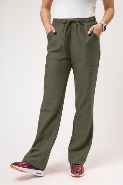 Women's Cherokee Ultra Cargo scrub trousers olive-1