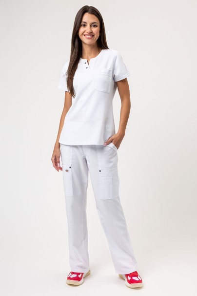 Women's Dickies EDS NXT scrubs set (Round Neck top, Wide Leg trousers) white-1
