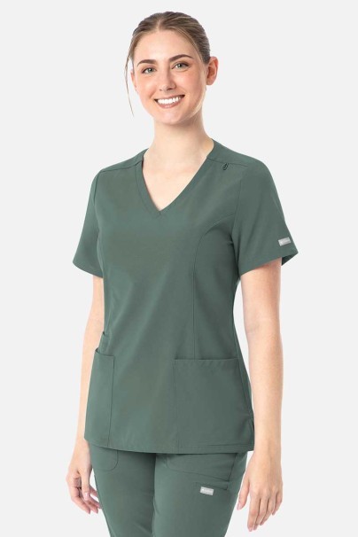 Women’s Maevn Momentum Double V-Neck scrub top moss green-1