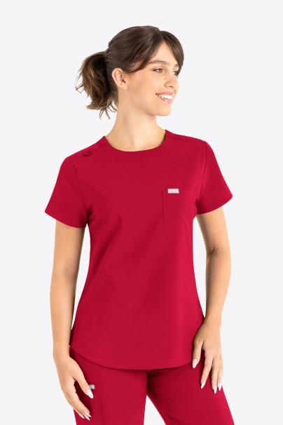 Women's Maevn Momentum Round Neck scrub top red