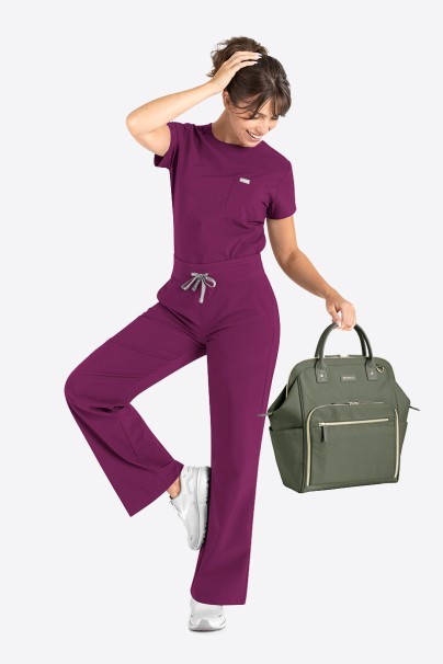 Women's Maevn Momentum Round scrubs set wine