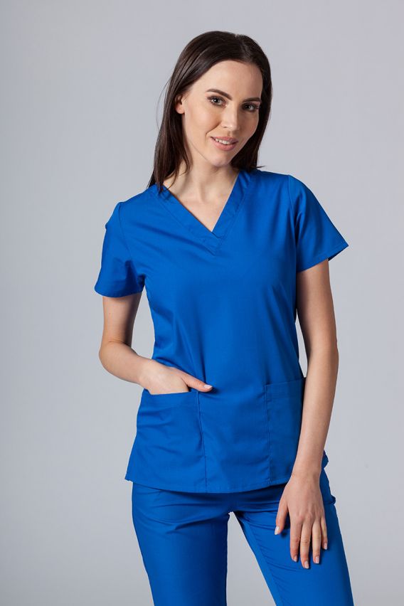 Women’s Maevn Red Panda scrub top royal blue-1