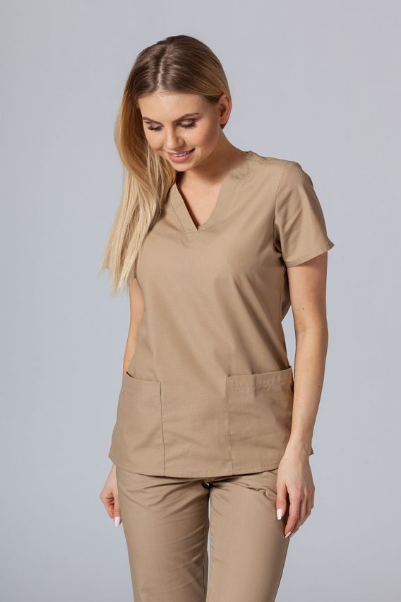 Women’s Maevn Red Panda scrub top khaki-1