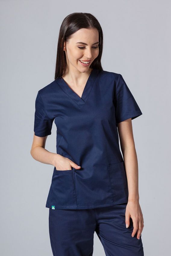 Women's Sunrise Uniforms Basic Light scrub top navy-1