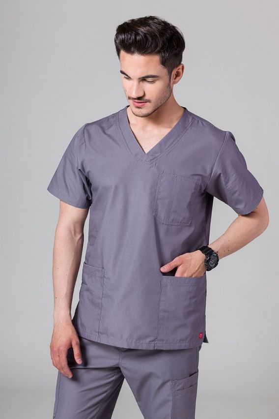 Men's Maevn Red Panda scrub top pewter-1