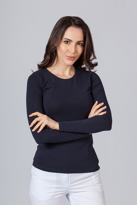 Women’s Malfini long sleeve t-shirt navy blue-1