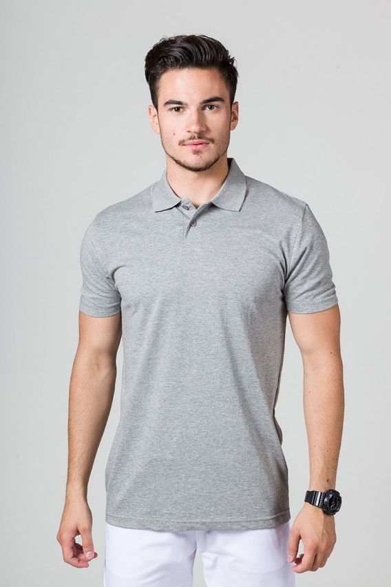 Men’s Malfini Single Jersey polo shirt dark grey melange-1