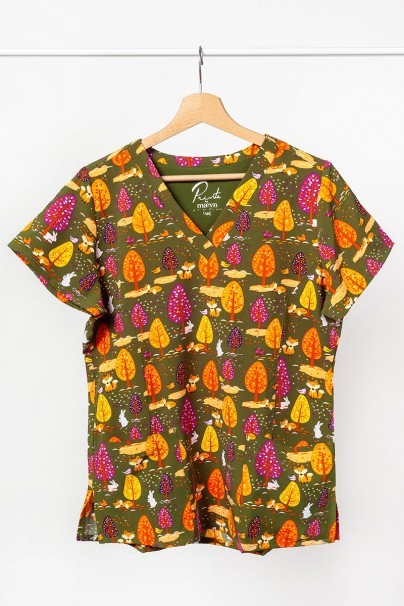 Women’s Maevn Prints scrub top Forest Friends-1