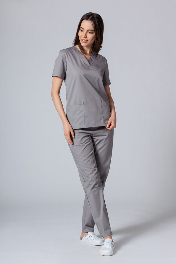 Women’s Sunrise Uniforms Basic Classic scrubs set (Light top, Regular trousers) pewter-1