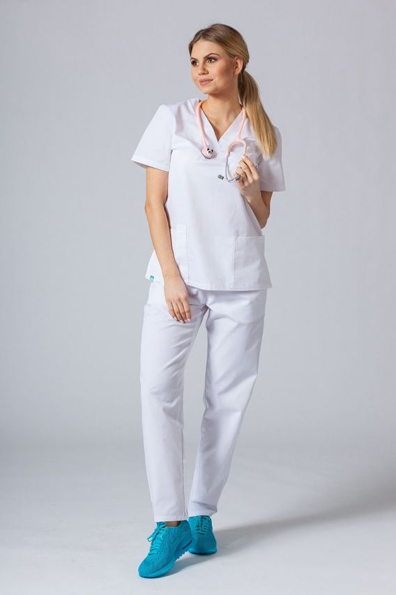 Women’s Sunrise Uniforms Basic Classic scrubs set (Light top, Regular trousers) white-1