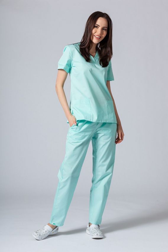 Women’s Sunrise Uniforms Basic Classic scrubs set (Light top, Regular trousers) mint-1