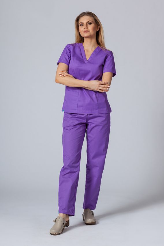 Women’s Sunrise Uniforms Basic Classic scrubs set (Light top, Regular trousers) violet-1