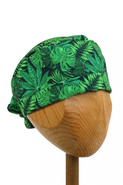 Unisex Sunrise Uniforms Style medical cap green leaves (roll-up)-1