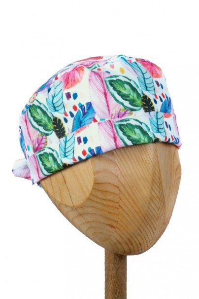 Unisex Sunrise Uniforms Style medical cap leaves and feathers (roll-up)-1