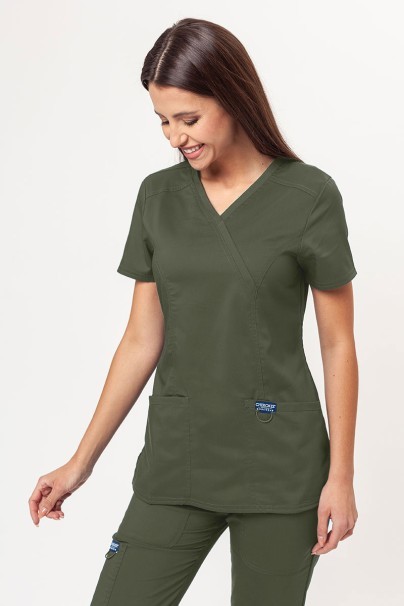 Women’s Cherokee Revolution Mock scrub top olive-1