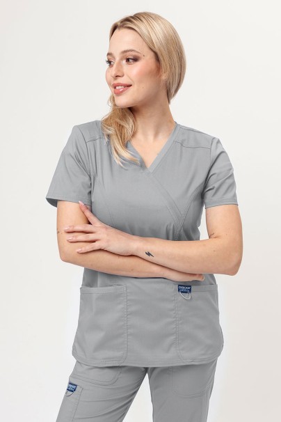 Women’s Cherokee Revolution Mock scrub top grey-1