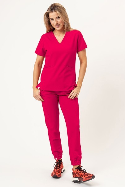 Women's Sunrise Uniforms Premium scrubs set (Aura top, Vibe jogger trousers) raspberry-1