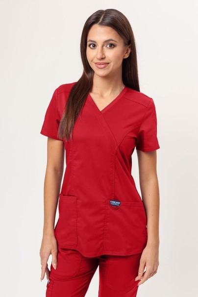 Women’s Cherokee Revolution Mock scrub top red-1