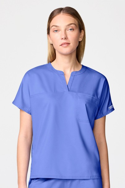 Women's Cherokee Revolution Mandarin Collar scrub top ceil blue