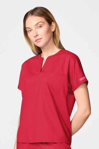 Women's Cherokee Revolution Mandarin Collar scrub top red