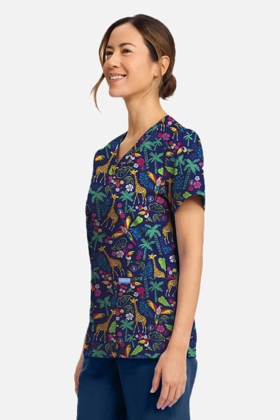 Women's Cherokee Prints V-neck scrub top Jungle Jive-1
