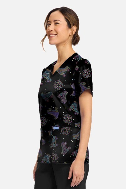 Women's Cherokee Prints V-neck scrub top Roller Disco-1