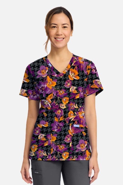 Women's Cherokee Prints V-neck scrub top Velvet Floral-1