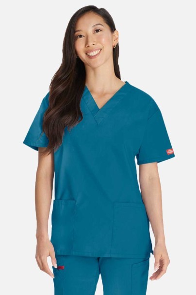 Women’s Dickies EDS Signature V-Neck scrub top caribbean blue-1