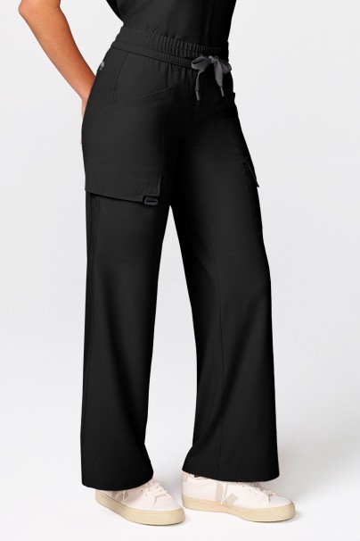 Women's Petite Healing Hands Quest Wide Leg scrub trousers black