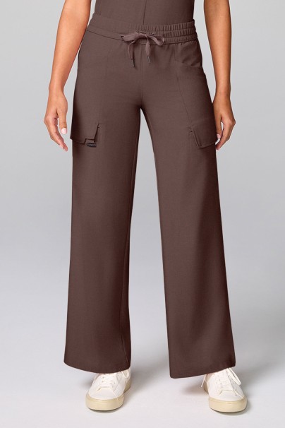 Women's Petite Healing Hands Wide Leg scrub trousers brown
