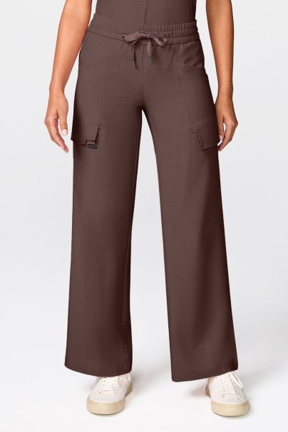 Women's Petite Healing Hands Quest Wide Leg scrub trousers brown