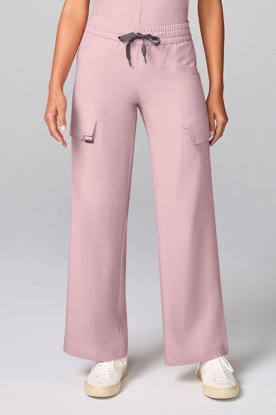 Women's Petite Healing Hands Wide Leg scrub trousers pearly pink