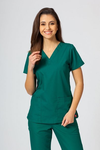 Women’s Maevn Red Panda scrub top hunter green-1