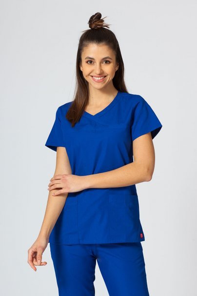 Women’s Maevn Red Panda Asymetric scrub top galaxy blue-1