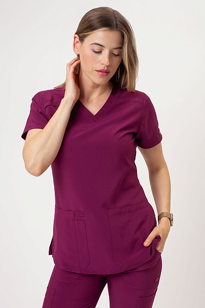 Women’s Dickies EDS Essentials V-neck scrub top wine