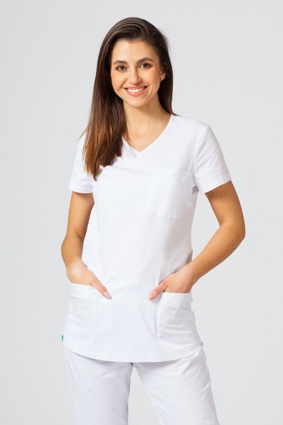 Women’s Sunrise Uniforms Active Fit scrub top white-1