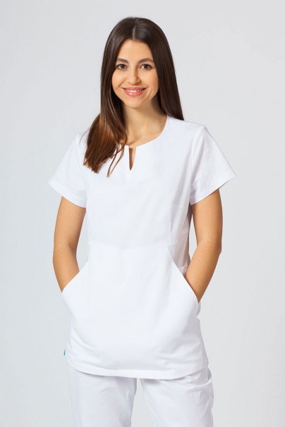 Women’s Sunrise Uniforms Active Kangaroo scrub top white-1