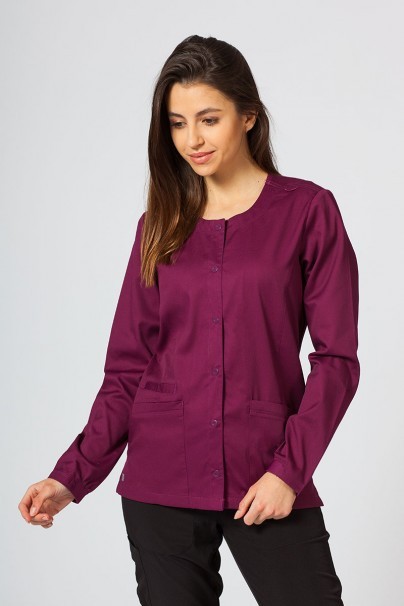 Women’s Maevn Matrix Neck Snap scrub top wine-1