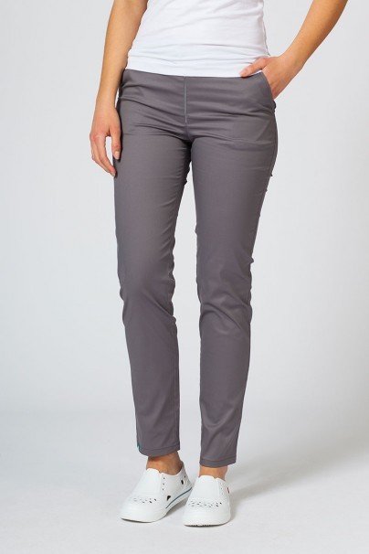 Women's Sunrise Uniforms Slim (elastic) scrub trousers pewter-1