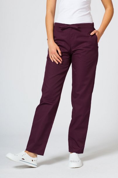 Women's Sunrise Uniforms Basic Regular scrub trousers burgundy-1