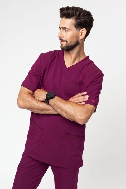 Men's Dickies Balance V-neck scrub top wine-1