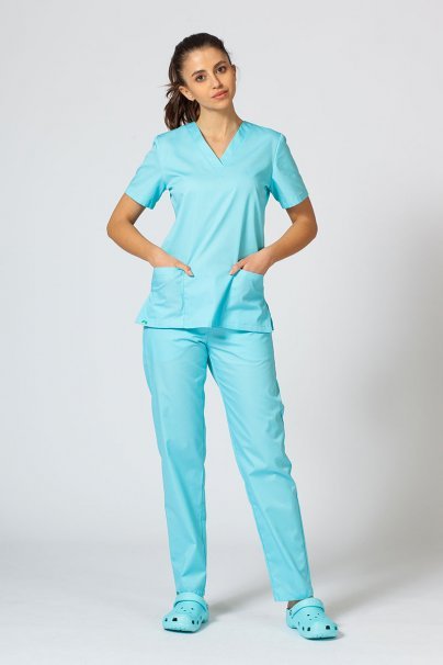 Women’s Sunrise Uniforms Basic Classic scrubs set (Light top, Regular trousers) aqua-1