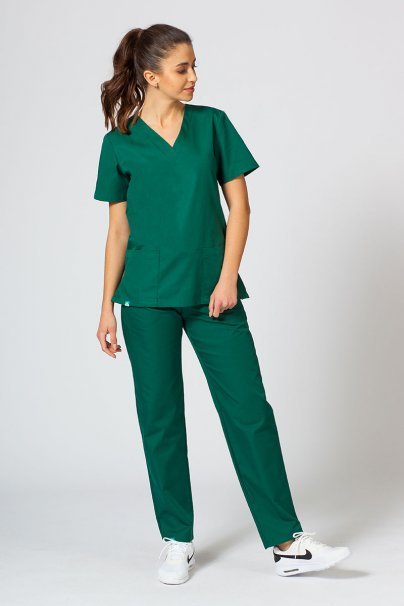 Women’s Sunrise Uniforms Basic Classic scrubs set (Light top, Regular trousers) bottle green-1