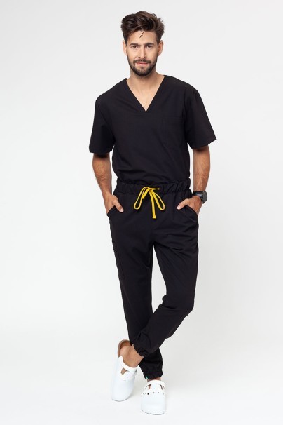 Men's Sunrise Uniforms Premium scrubs set (Dose top, Select trousers) black-1