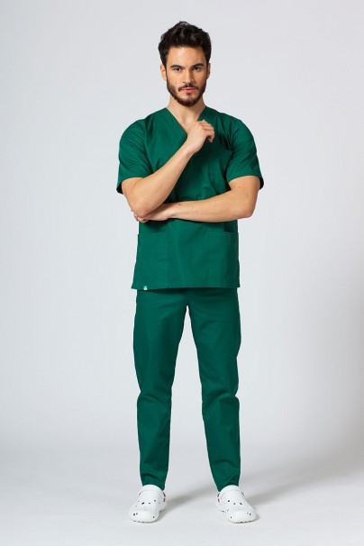 Men’s Sunrise Uniforms Basic Classic scrubs set (Standard top, Regular trousers) bottle green-1