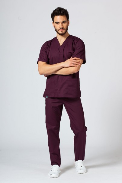 Men’s Sunrise Uniforms Basic Classic scrubs set (Standard top, Regular trousers) burgundy-1