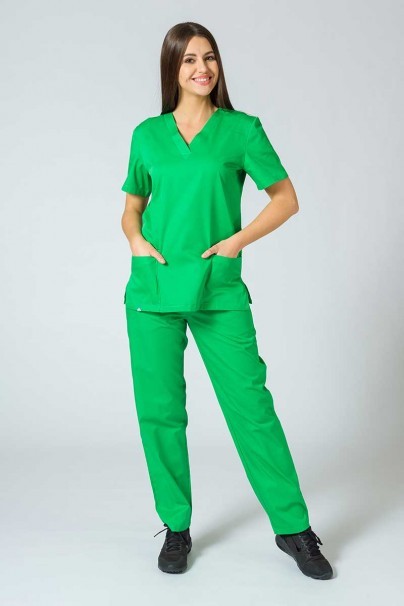 Women’s Sunrise Uniforms Basic Classic scrubs set (Light top, Regular trousers) apple green-1