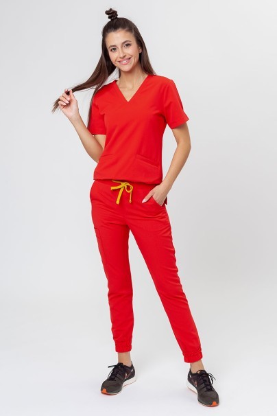 Women's Sunrise Uniforms Premium scrubs set (Joy top, Chill trousers) juicy red-1