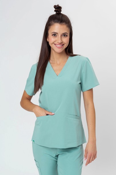 Women’s Sunrise Uniforms Premium Joy scrubs top aqua-1